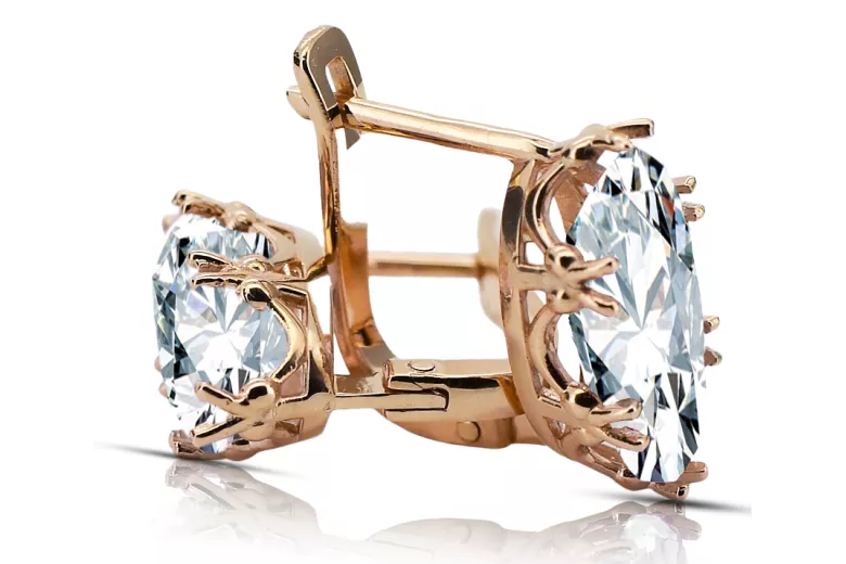 Earrings Vintage craft Zircon Original Vintage 14K Rose Gold vec021r
